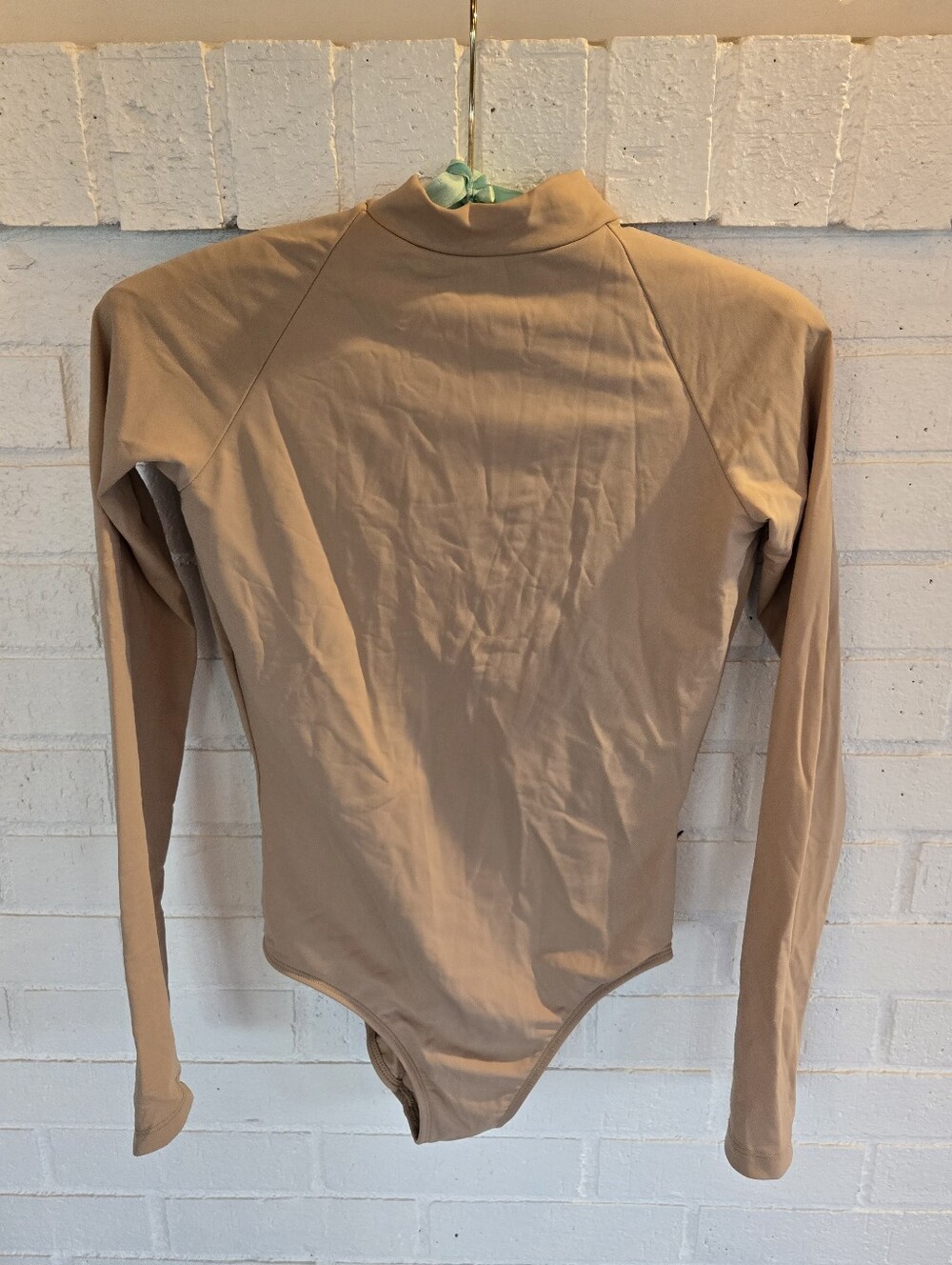 Mariia Crown• Long Sleeve tan Open Back Bodysuit/leotard. Sz L⁸